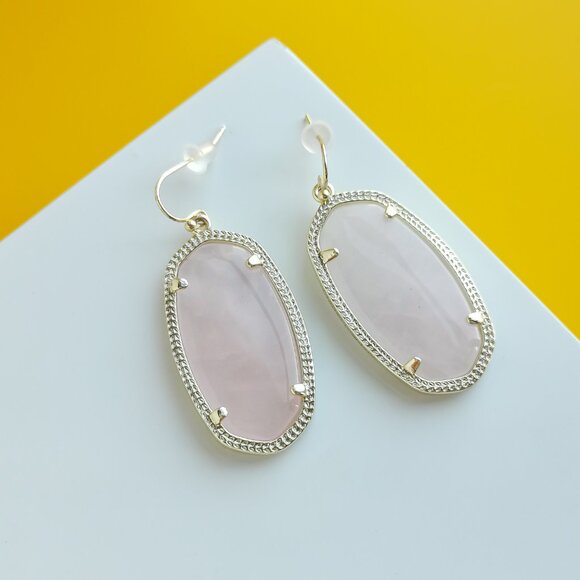 Elle Gold Rose Quartz Earrings by Kendra Scott - Picture 2 of 3